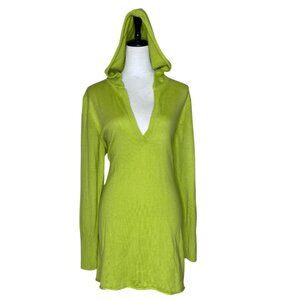 New York & Company Lime Green Knit Hooded Long Sleeve Mini Dress Plus Size XL